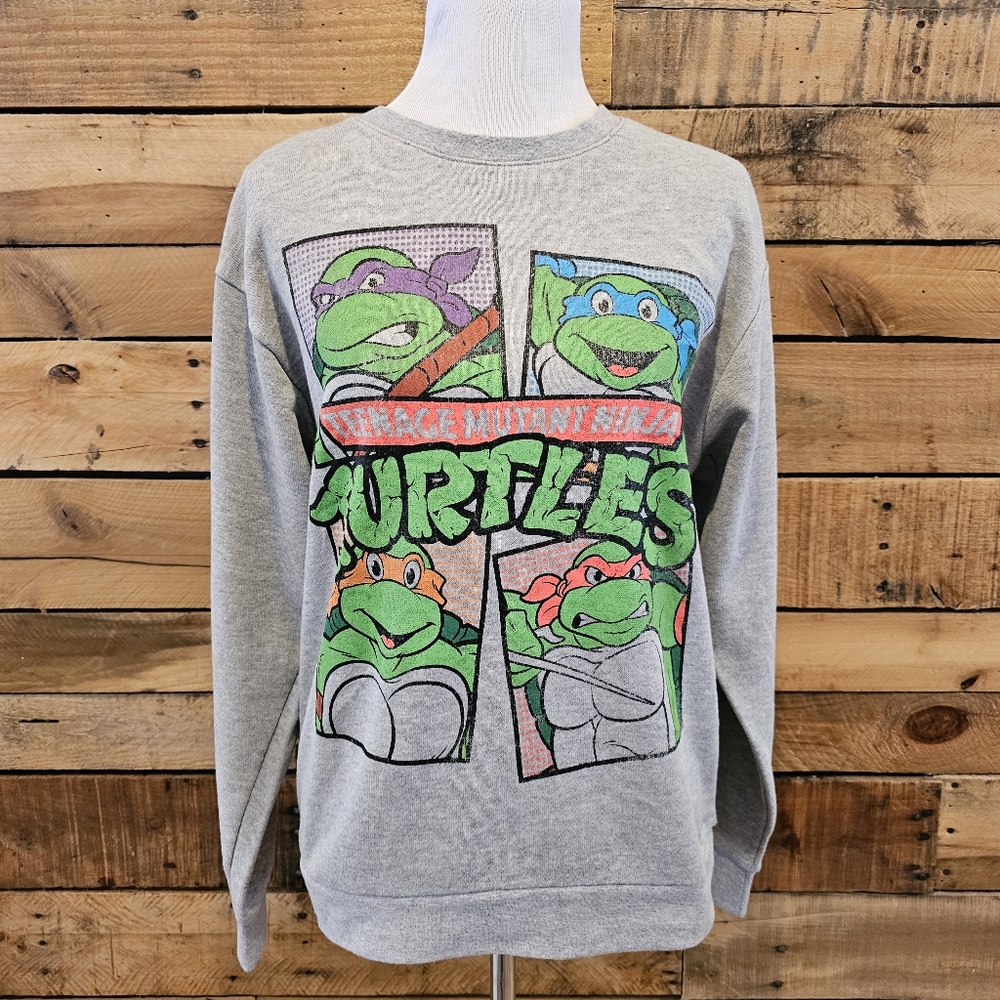 NWOT "Teenage Mutant Ninja Turtles" distressed sweatshirt heather grey size L